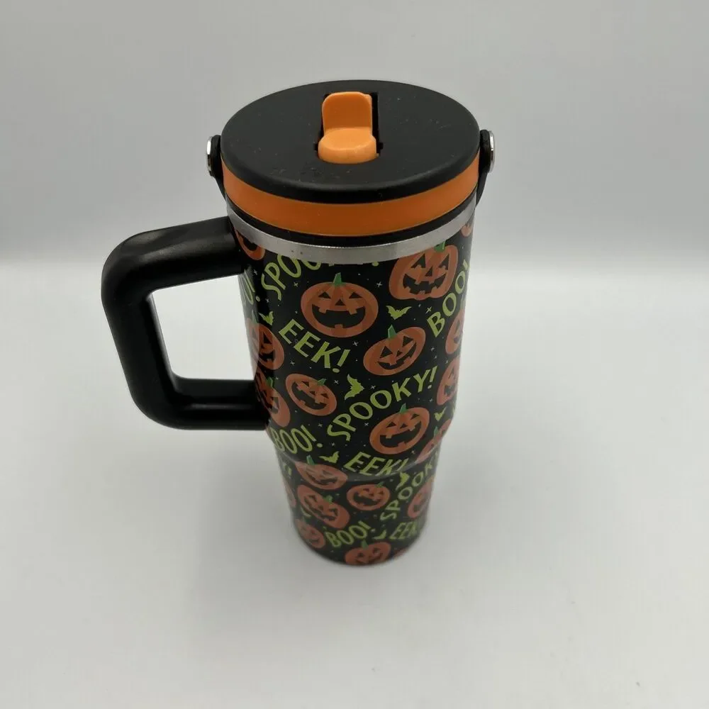 Ashland Halloween 20 oz Stainless Steel Insulated Tumbler Pumpkin Spooky Handle